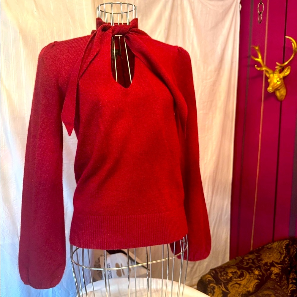 J.Crew Garnet Colored Peekaboo Cleavage, Secretary Sweater, Small